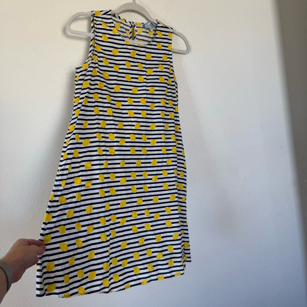 J Gee Lemon Print Sleeveless Shift Sheath Dress A Line 100% Cotton S - Picture 3 of 13